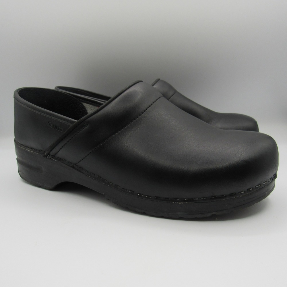 Sanita Professional Clogs Size EU 44 Black Leather Slip On Work Shoes